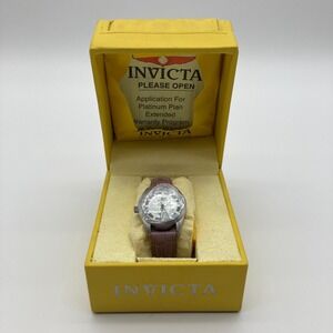 Invicta Specialty 17096 Women's 32mm Silver MOP Dial Purple Leather Watch & Box